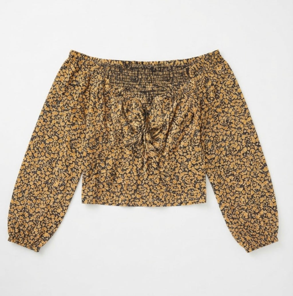Long Sleeve Floral Crop Top