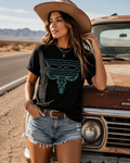 Western Boot Print Black T-Shirt