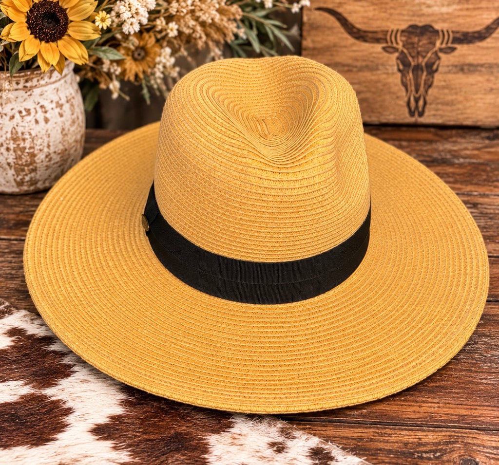 Brown Sun Hat with Black Band