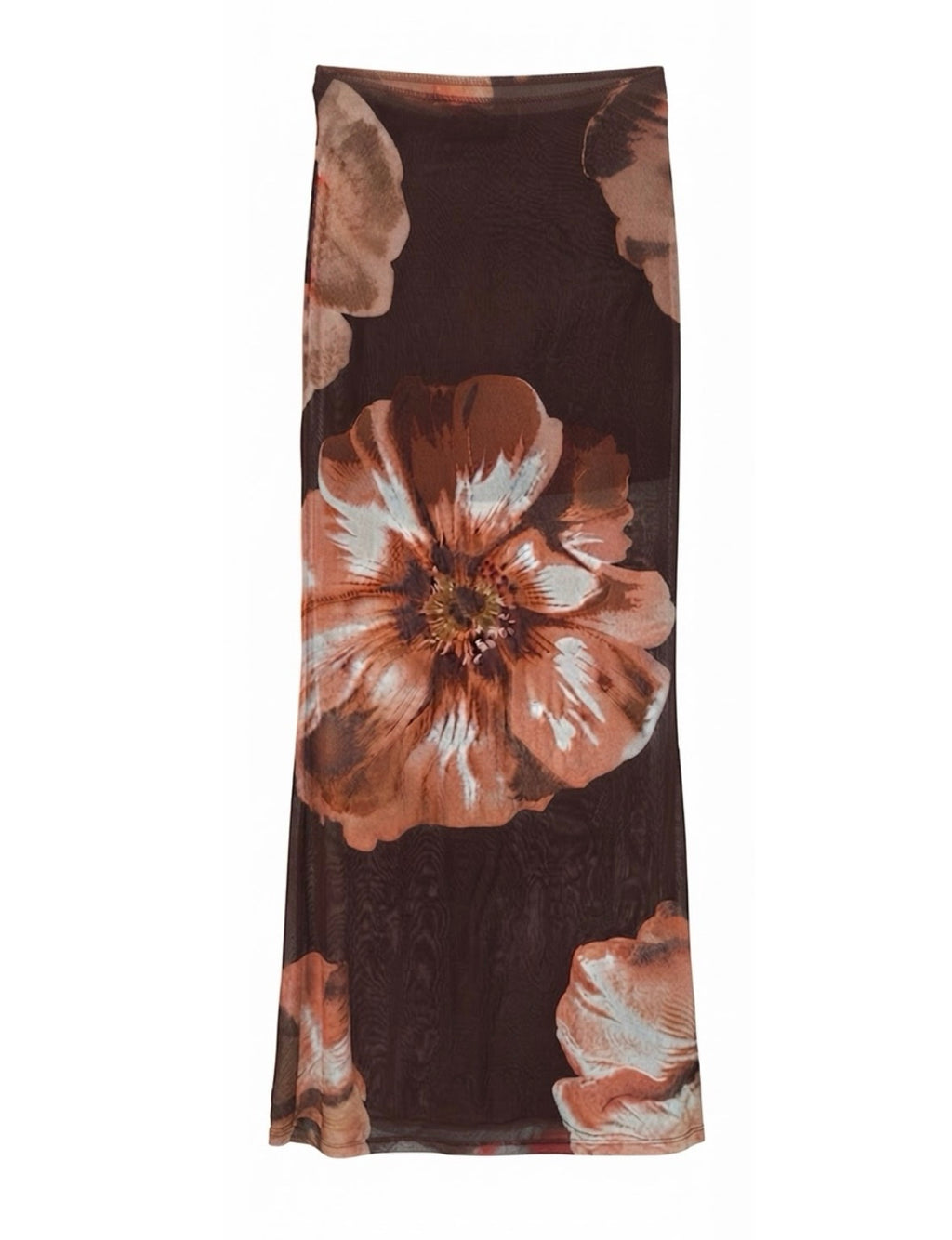Long Floral Mesh Skirt