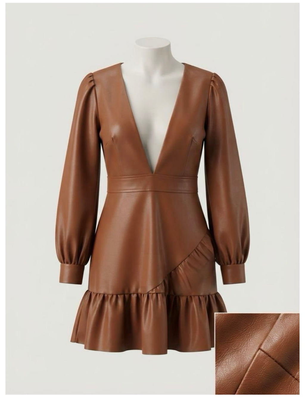 Pu Leather Ruffle Dress