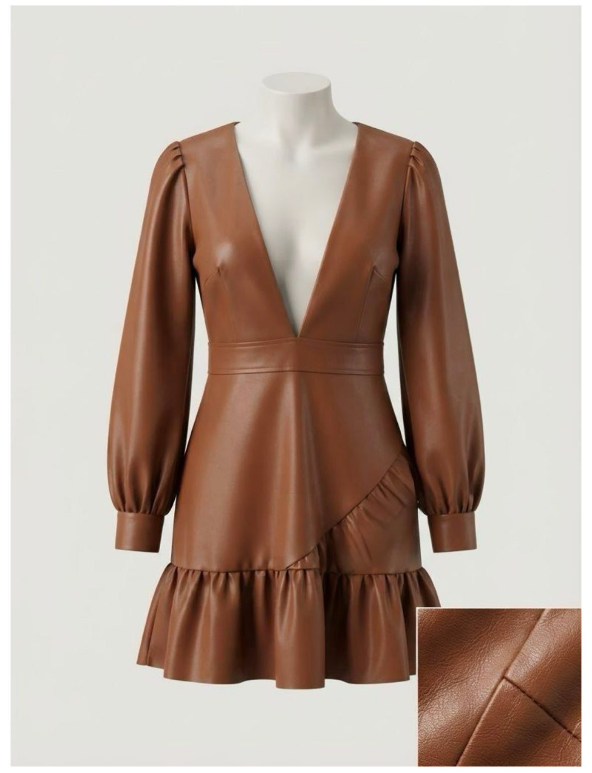 Pu Leather Ruffle Dress