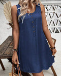 A-Line Denim Button Dress