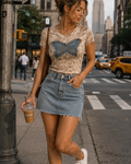 Retro American Denim Butterfly Top