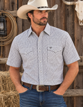 Geometric Diamond Pearl Snap SS Button Up Shirt