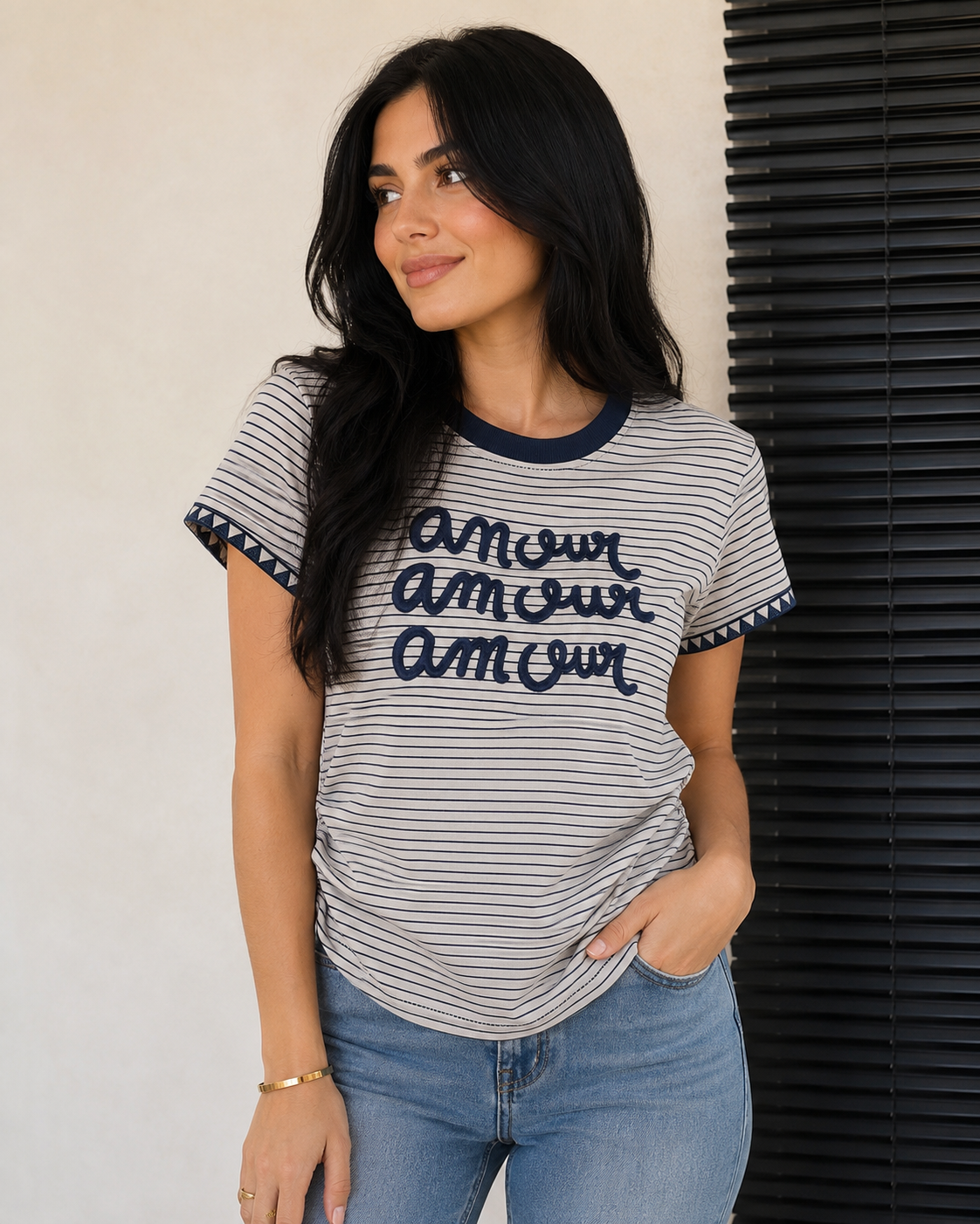 Amour Blue Stripe Blouse