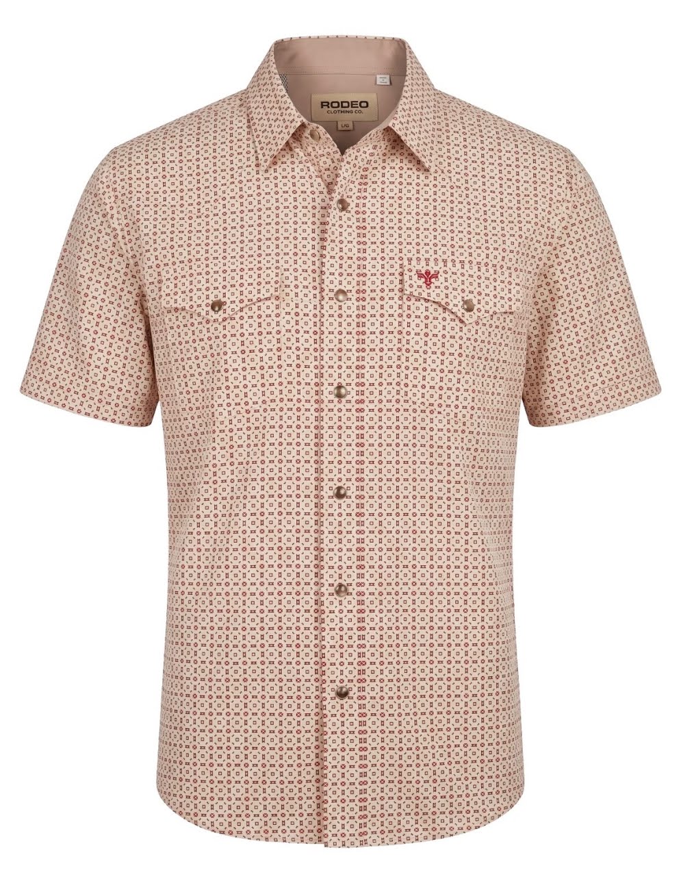 Geometric Pearl Snap SS Button Up Shirt
