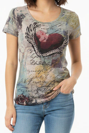 Digital Print Heart/Wings Top