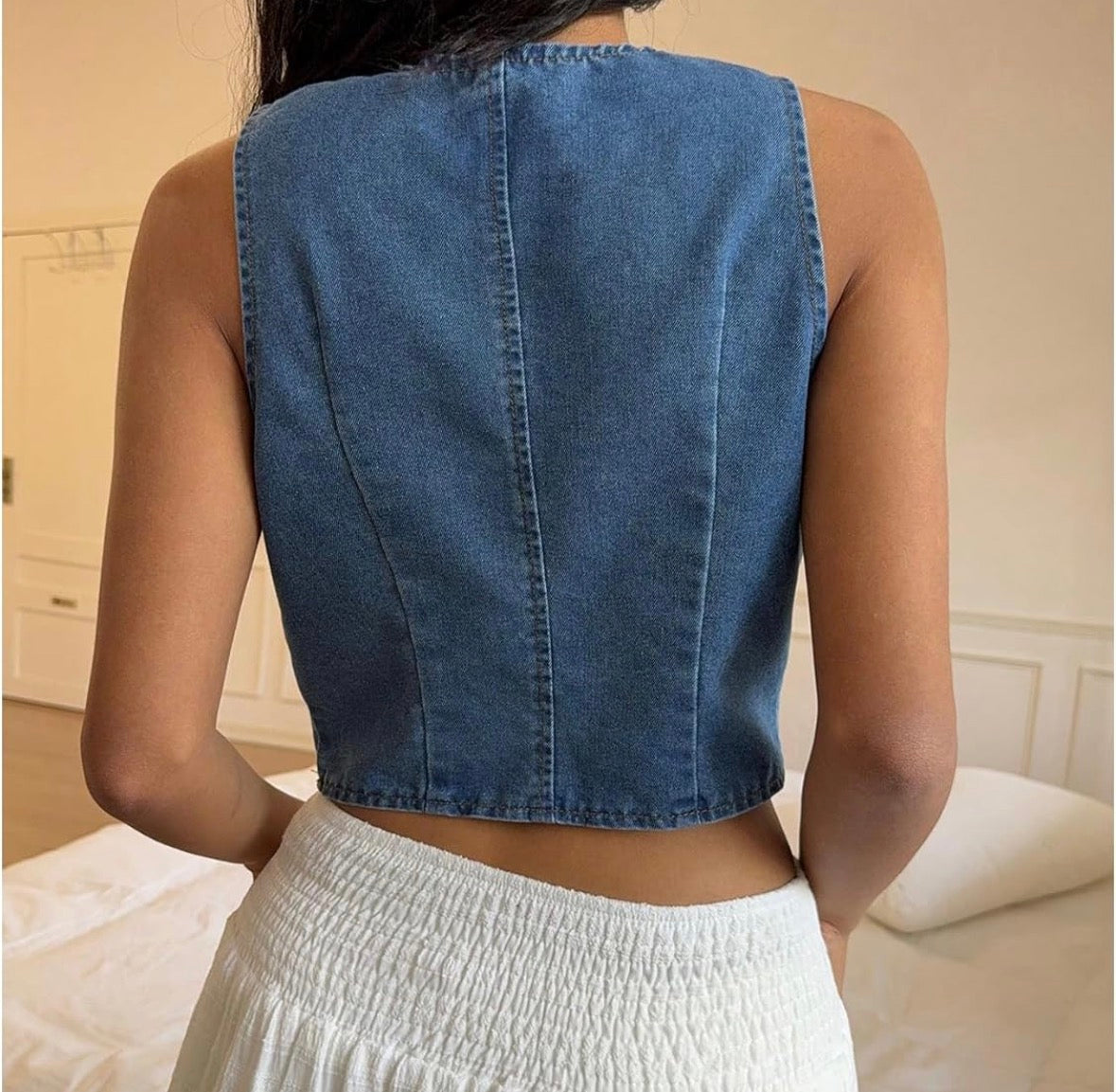 Front Ties Denim Vest