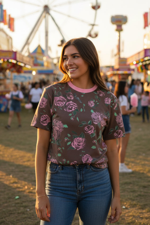 Rose Print T-Shirt
