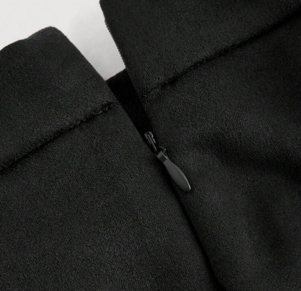 Fringe Black Suede Skirt